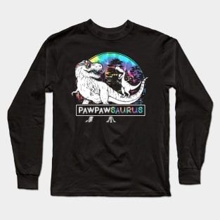 Pawpaw Saurus Funny Dino Tie Dye Bandana Father's Day Long Sleeve T-Shirt